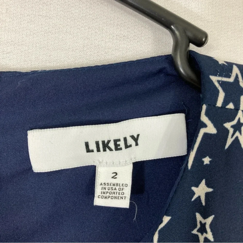 Likely size 2 Navy White Delilah Star Print Wrap Rompers‎ Feminine Romantic